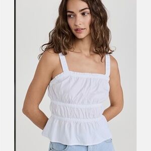 Madewell White Smocked Top with Wide Straps